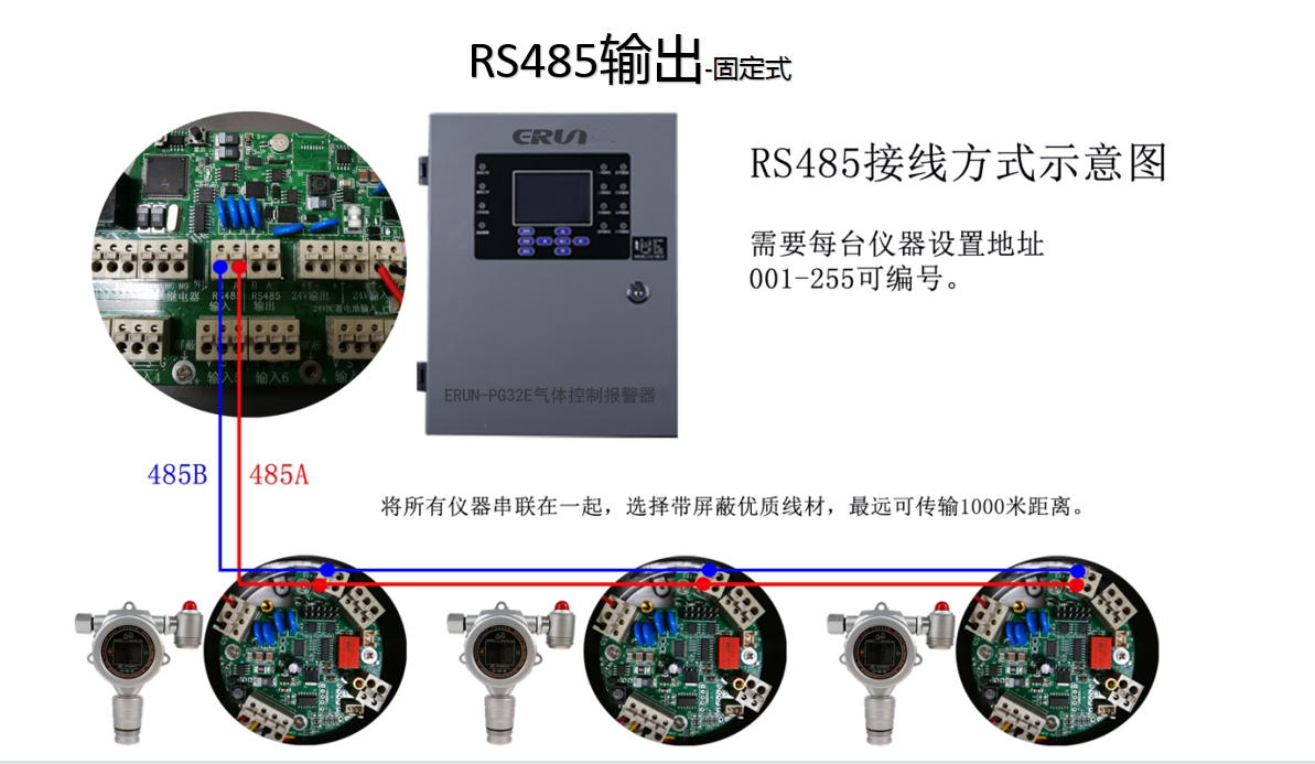 總線制RS485數(shù)字量信號串聯(lián)接線方式